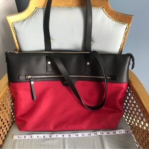Brinch maxi travel black and burgundy tote bag